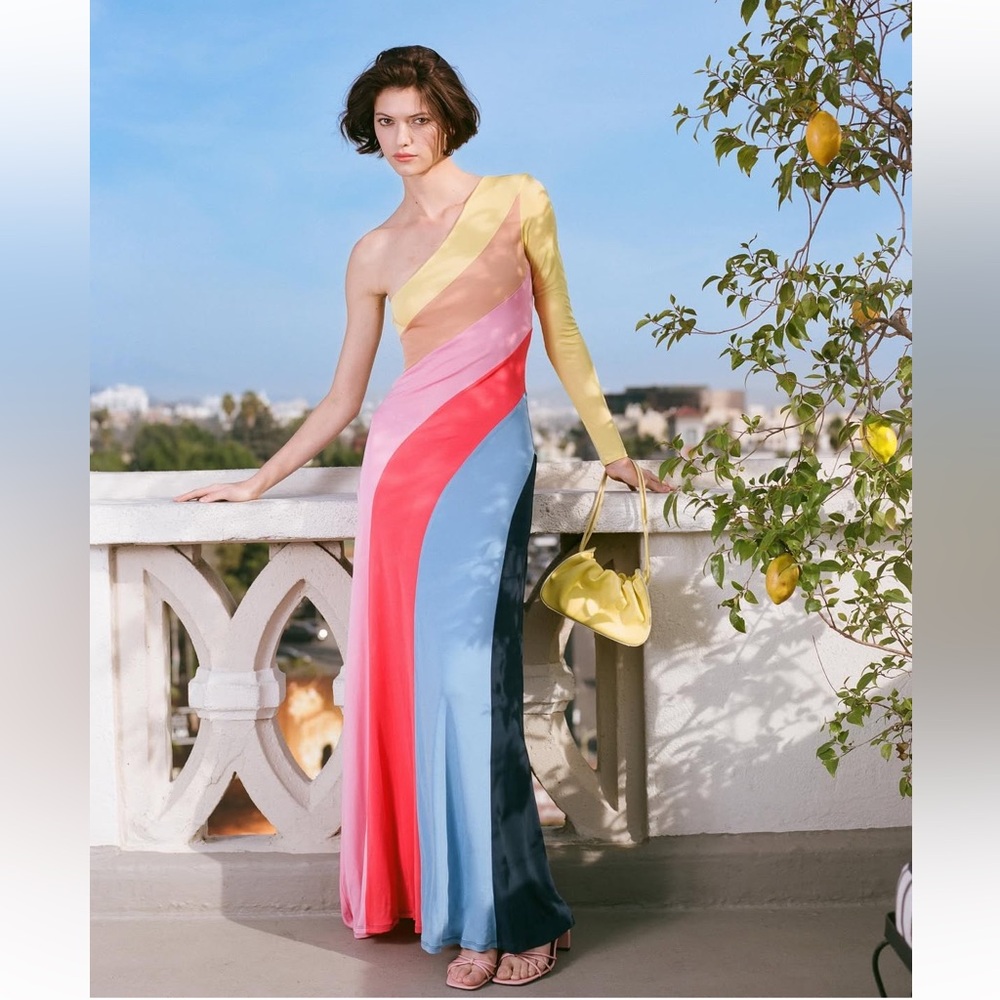 STAUD Serena Colorblock Jersey Maxi Dress - size Small